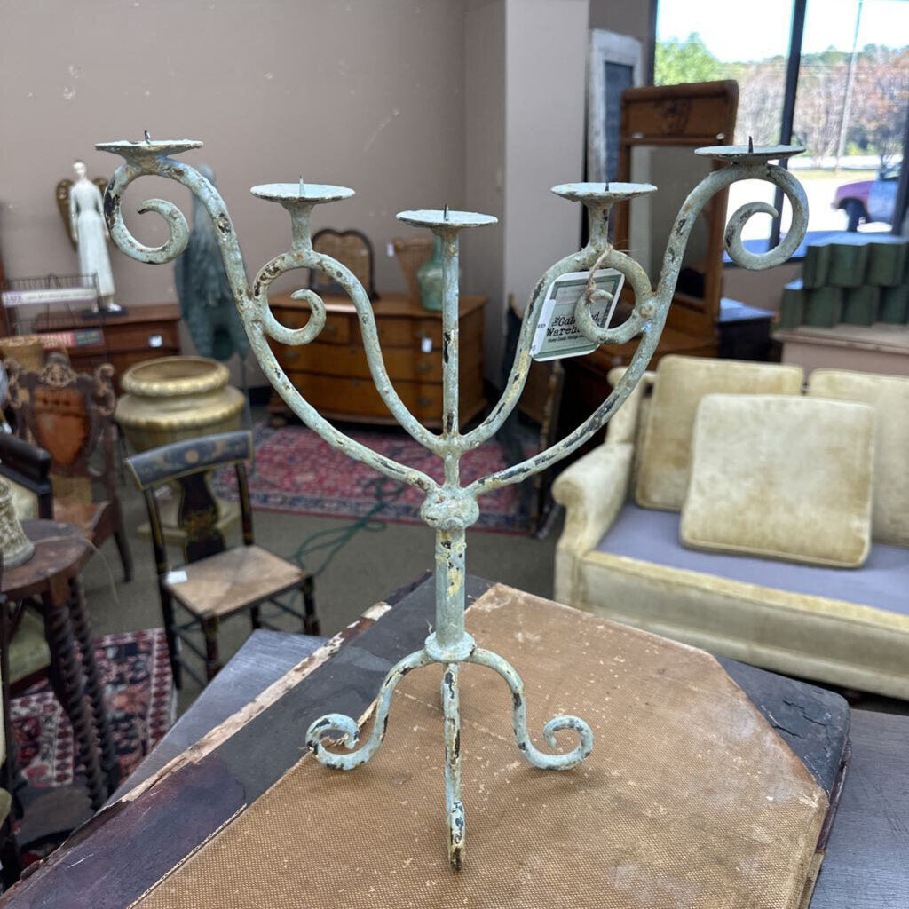 WROUGHT IRON 5-ARM CANDELABRA