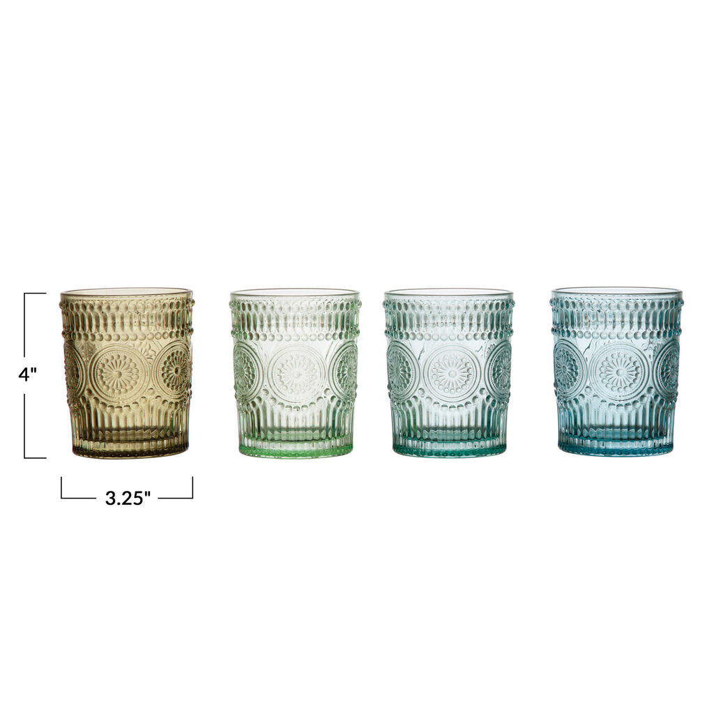 EMBOSSED DRINKING GLASS