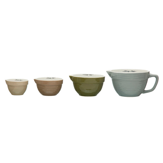 STONEWARE BATTER BOWL MEASURING CUPS