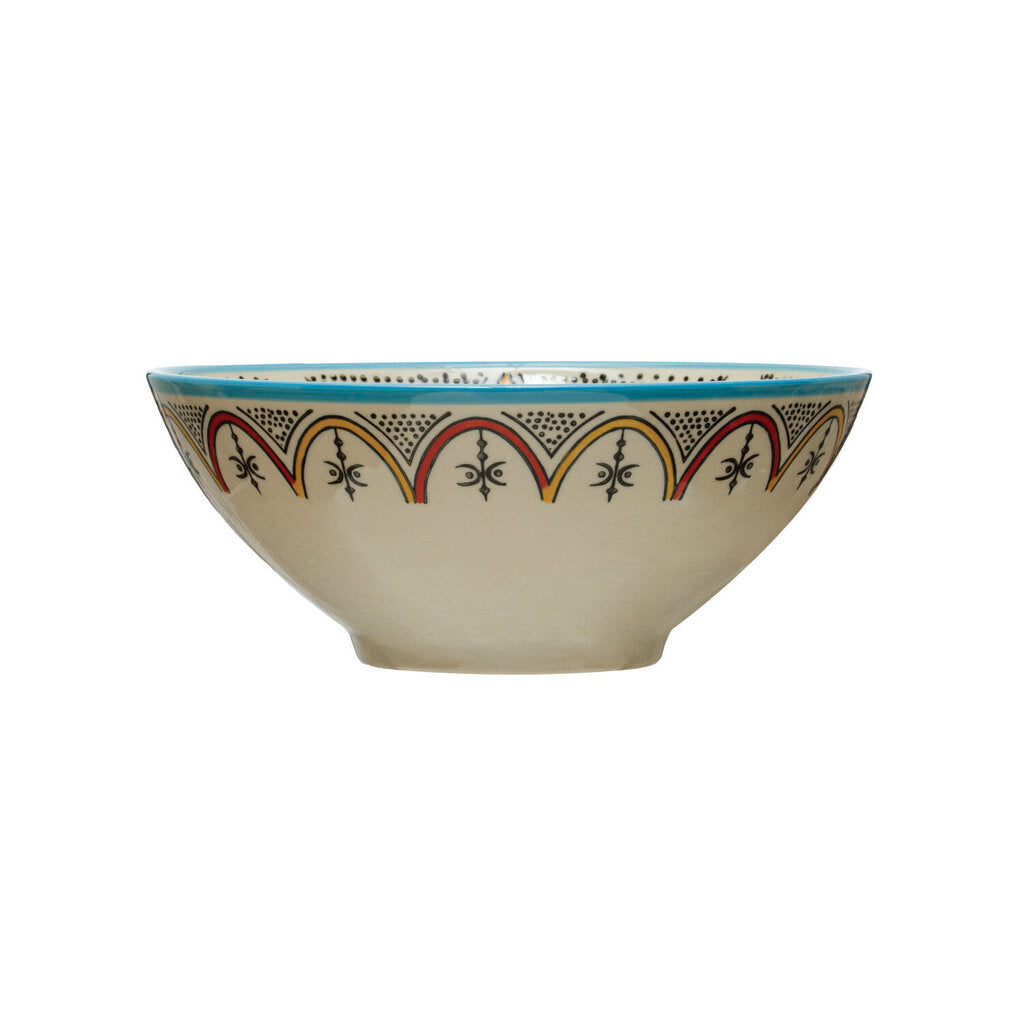 HAND-PAINTED STONEWARE BOWL