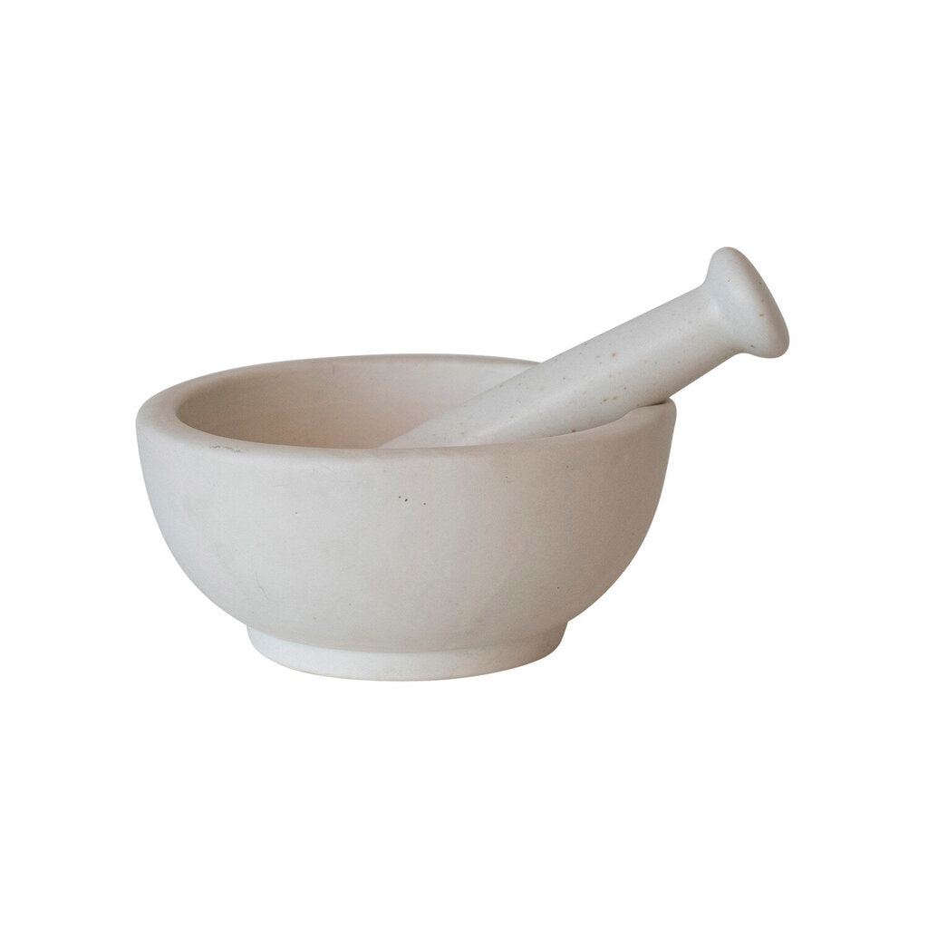 STONEWARE MORTAR AND PESTLE