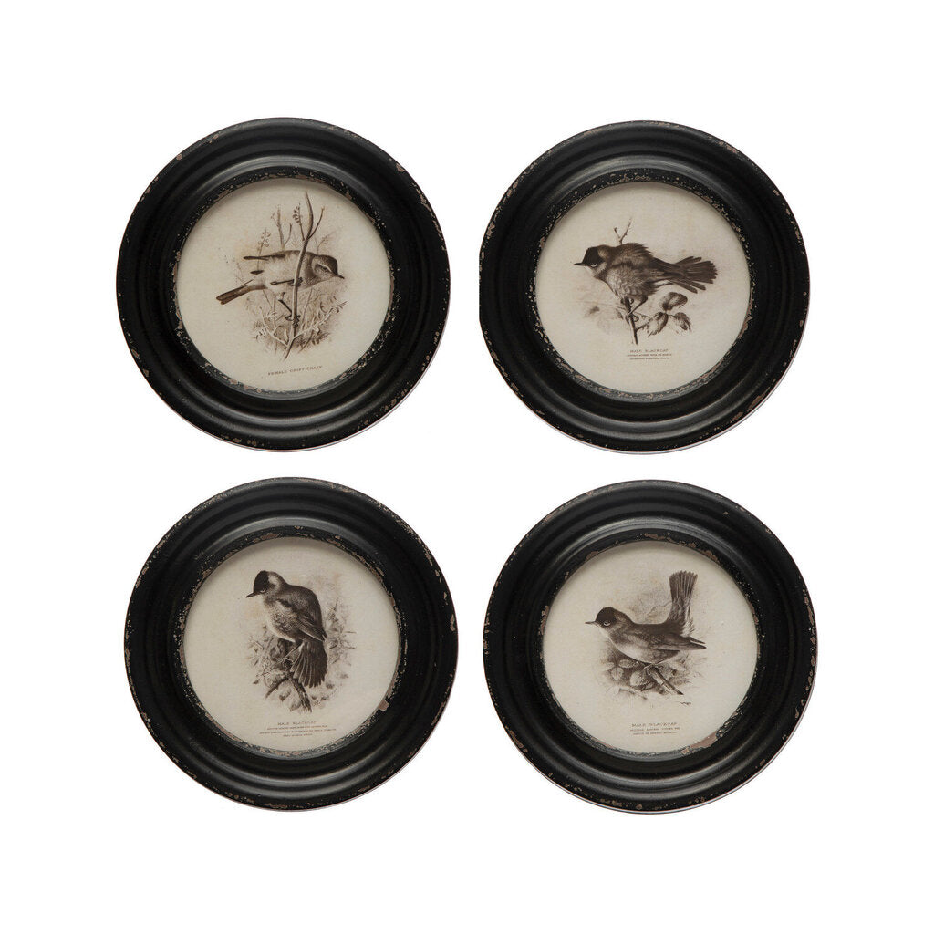 MDF ROUND FRAME BIRD PRINT