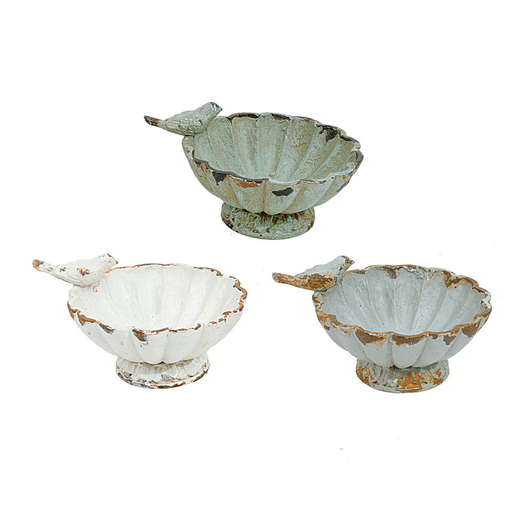 PEWTER BOWL WITH BIRDS