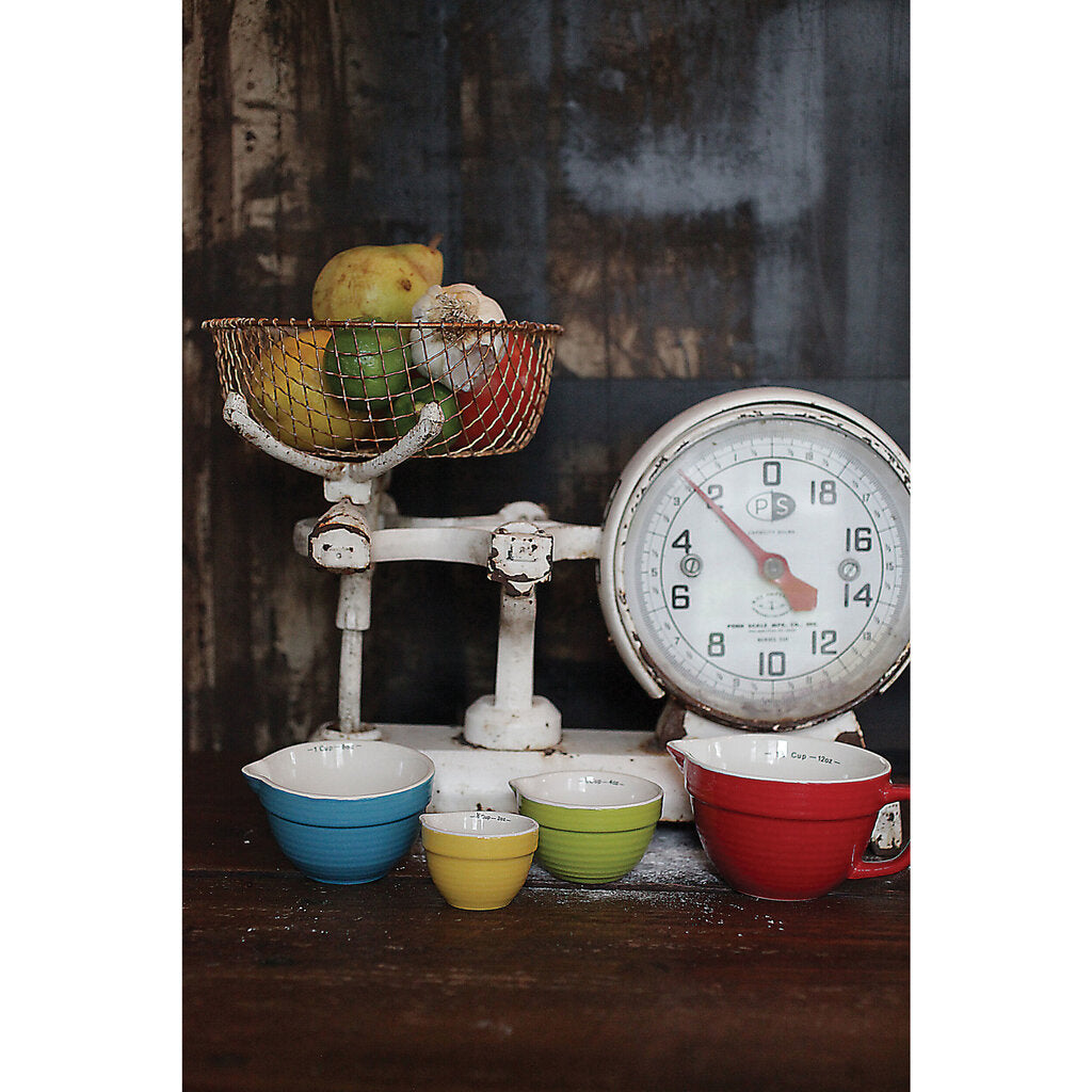 STONEWARE BATTER BOWL MEASURING CUPS