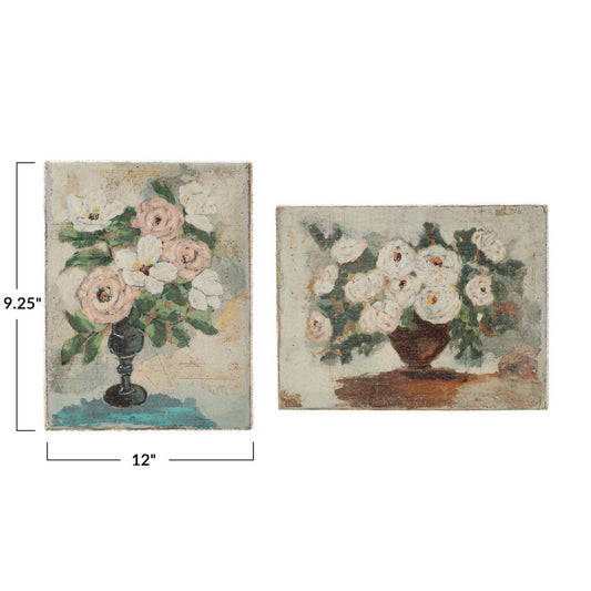 CANVAS WALL DECOR WITH FLOWERS IN VASE