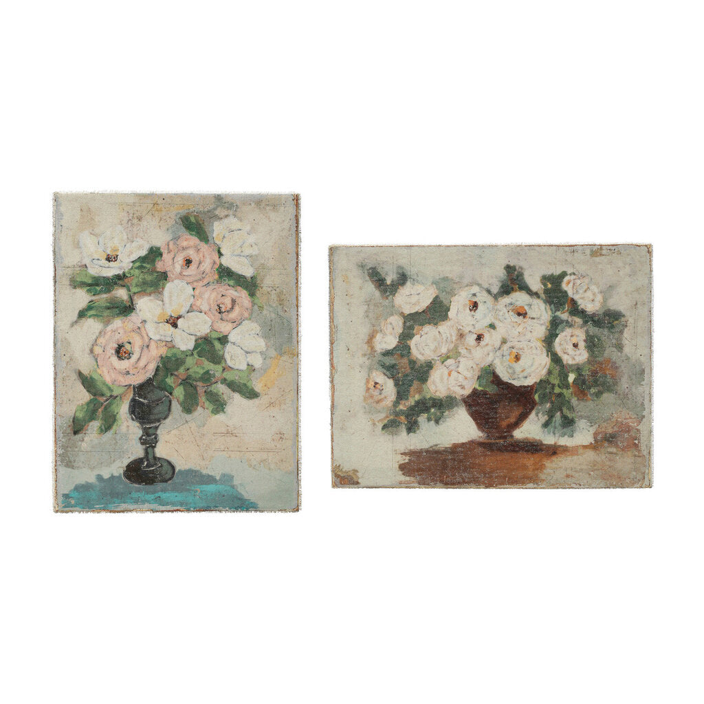 CANVAS WALL DECOR WITH FLOWERS IN VASE