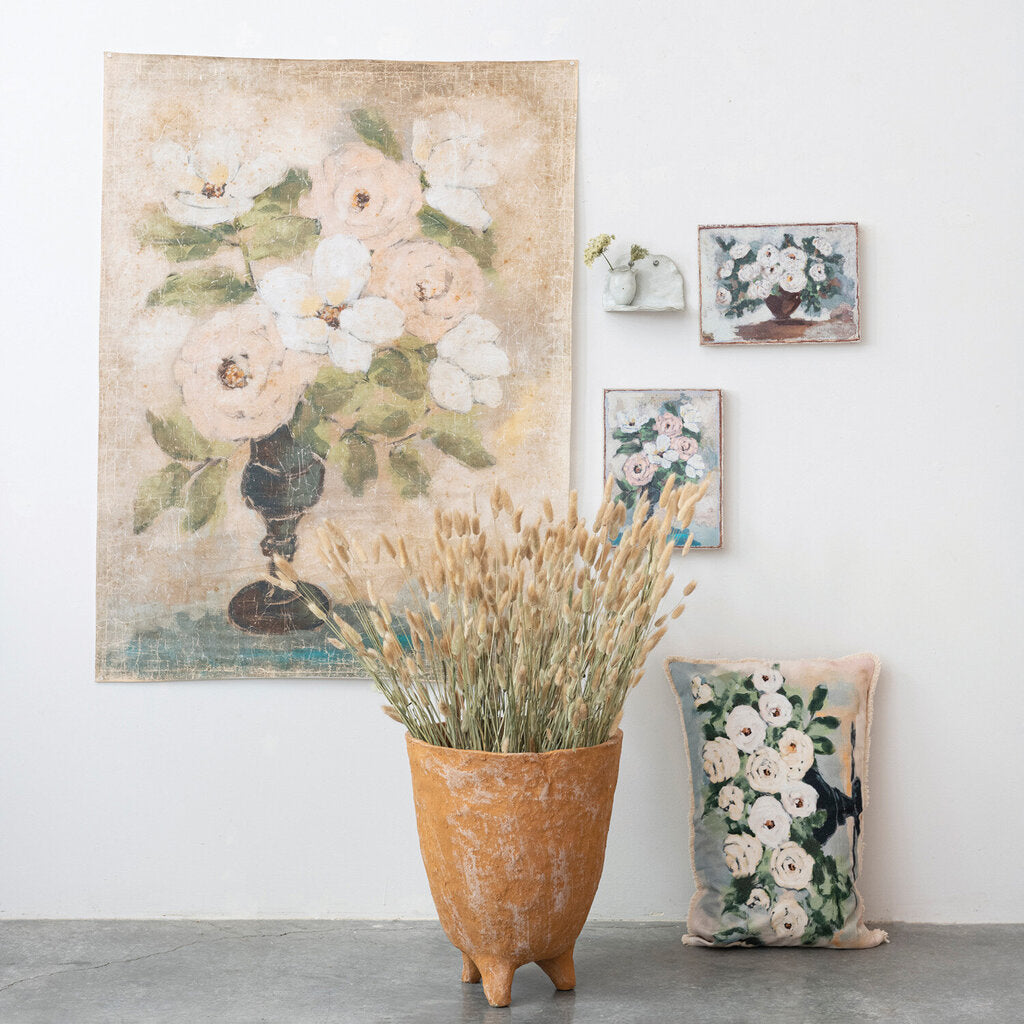 CANVAS WALL DECOR WITH FLOWERS IN VASE