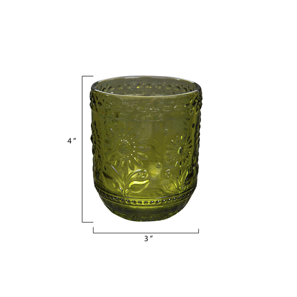 EMBOSSED DRINKING GLASS