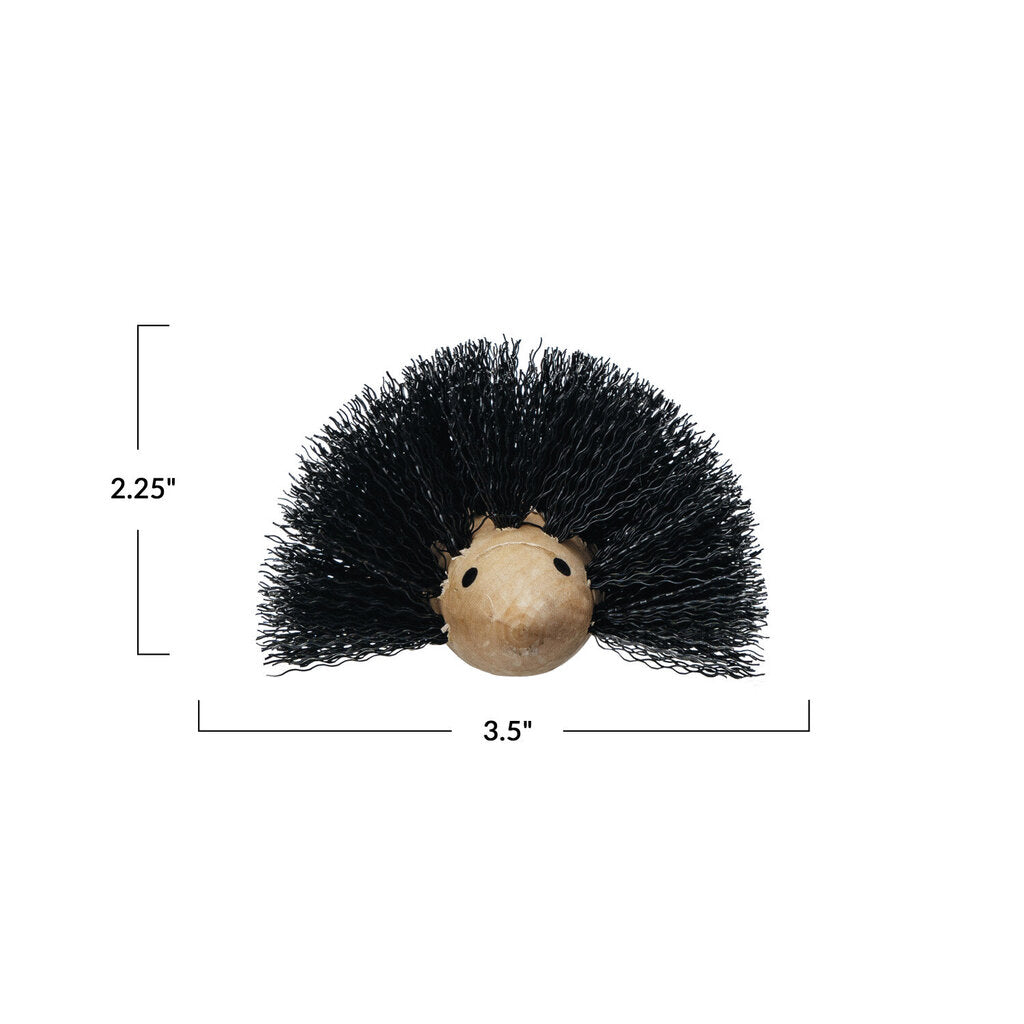 WOOD AND PLASTIC HEDGEHOG SHAPED BRUSH