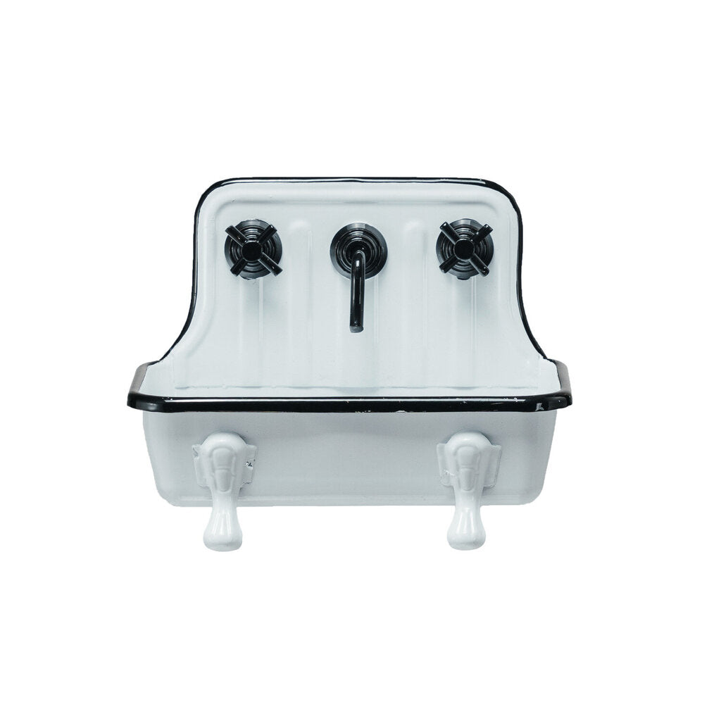 METAL SINK SHAPED SOAP DISH WITH FAUCET