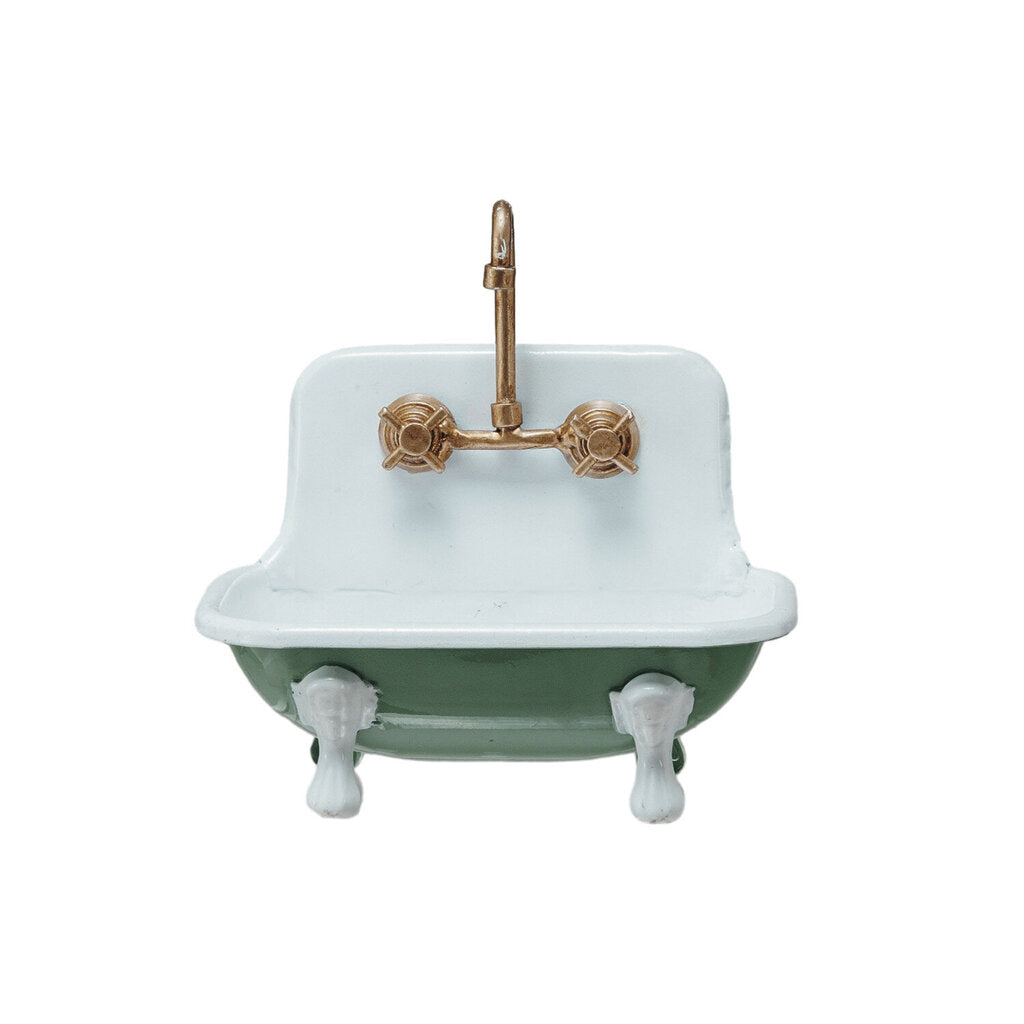 METAL SINK SHAPED SOAP DISH WITH FAUCET