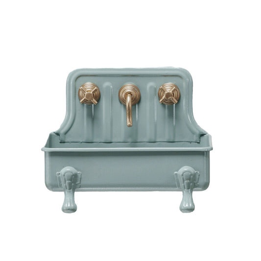 METAL SINK SHAPED SOAP DISH WITH FAUCET