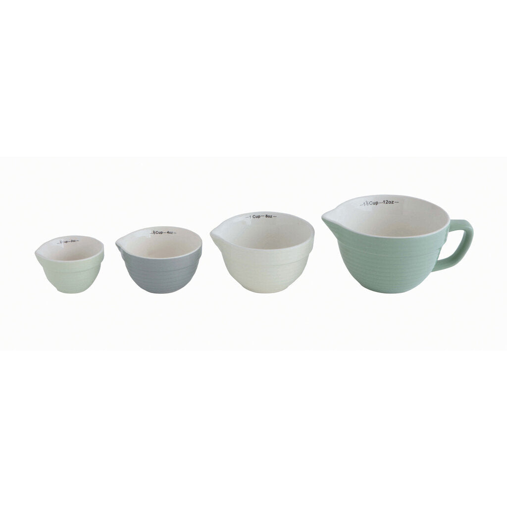 STONEWARE BATTER BOWL MEASURING CUPS