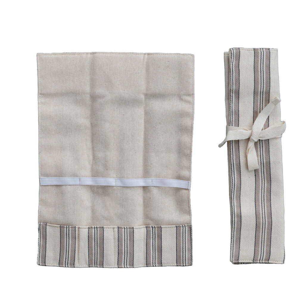 WOVEN COTTON ROLL-UP CUTLERY POUCH