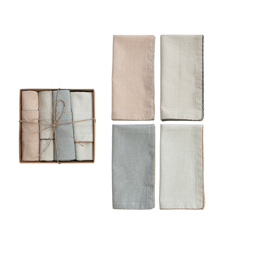 COTTON PRINTED NAPKINS WITH STITCHED EDGE