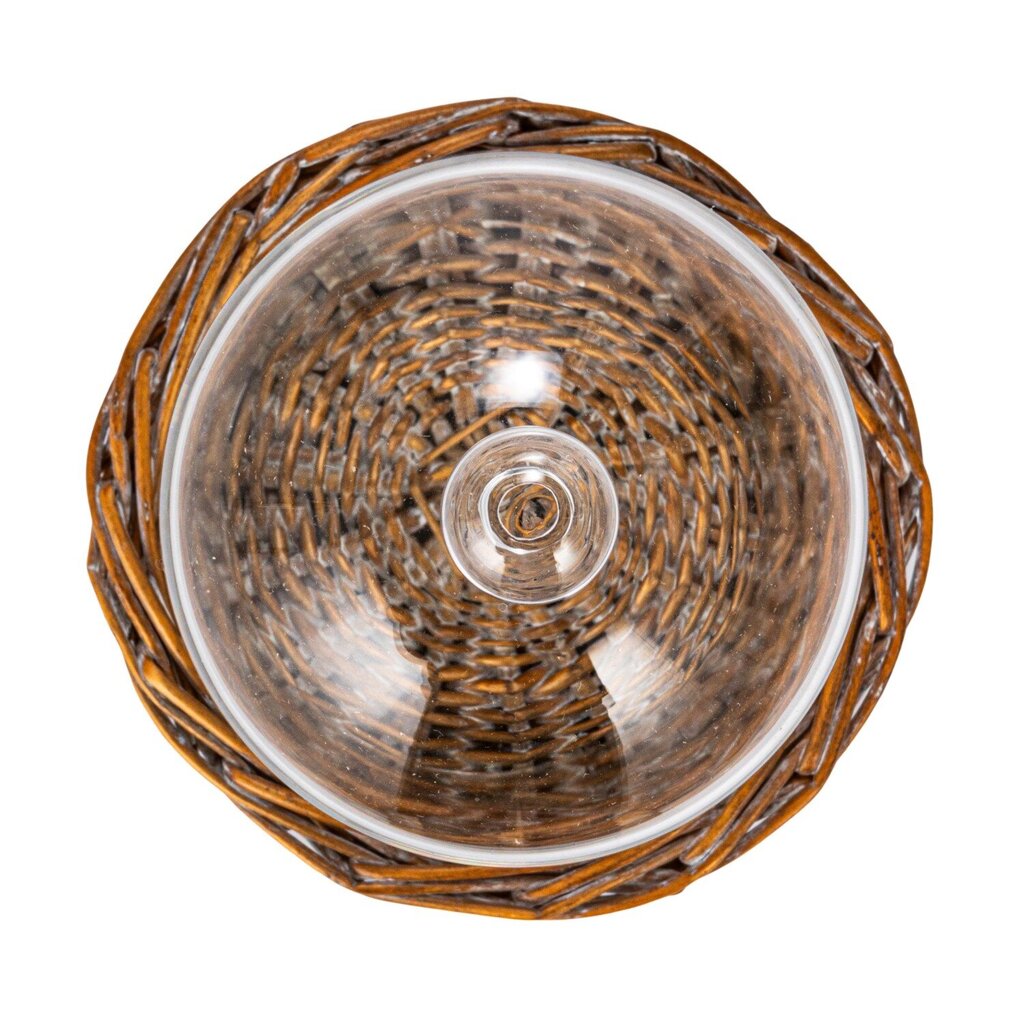 DECORATIVE GLASS CLOCHE WITH WOVEN WILLOW BASE