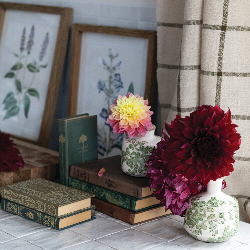 STONEWARE VASE WITH BOTANICALS