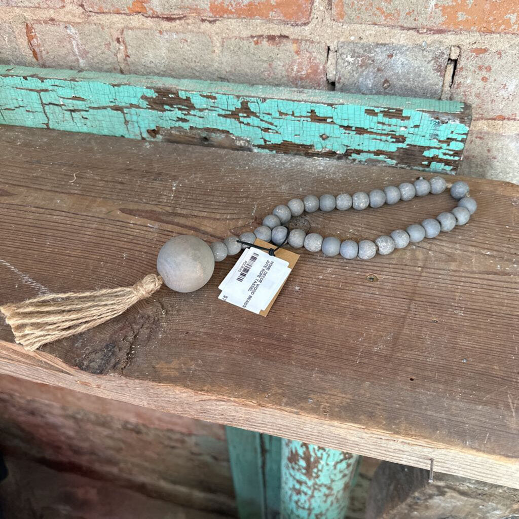 WOOD BEADS WITH JUTE ROPE TASSEL