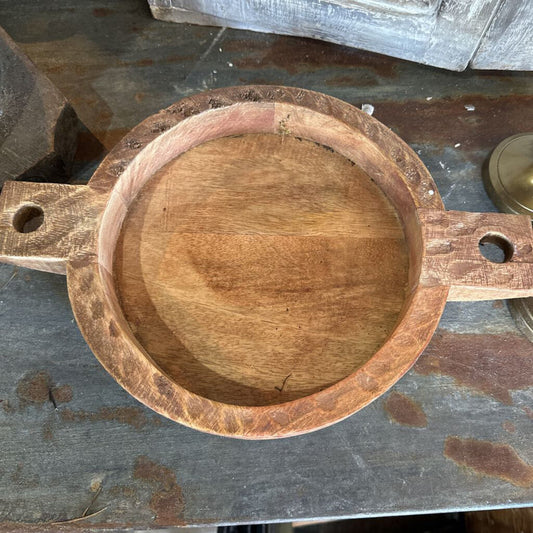 MANGO WOOD BOWL WITH HANDLES