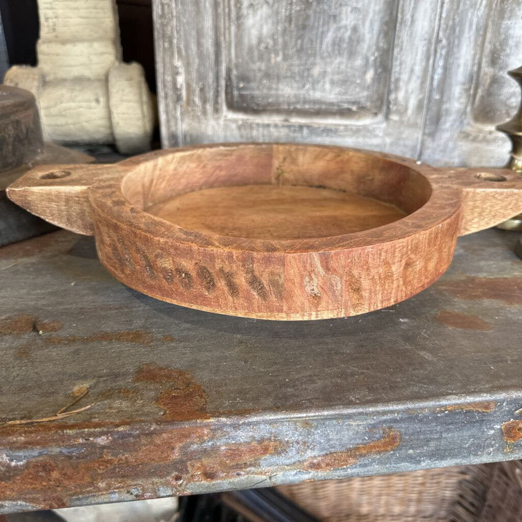 MANGO WOOD BOWL WITH HANDLES