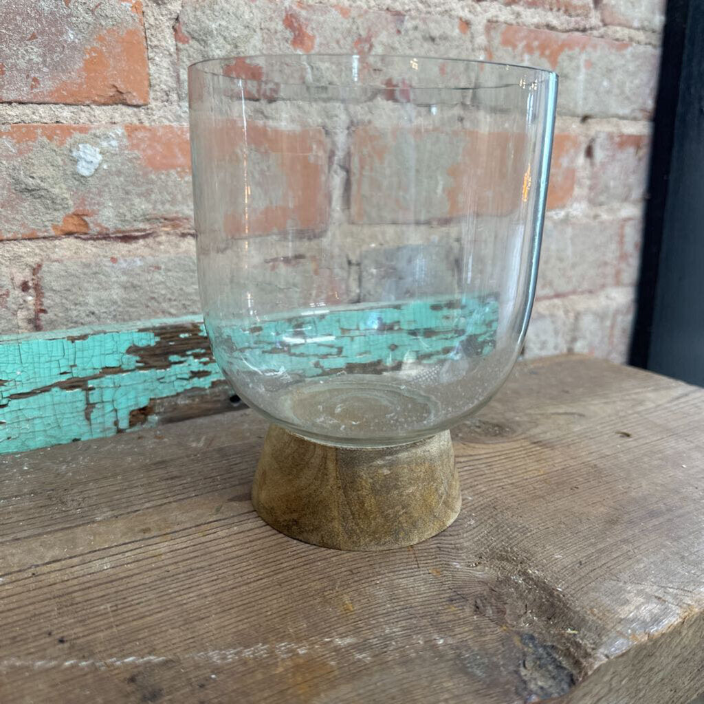 GLASS/MANGO VASE CANDLEHOLDER