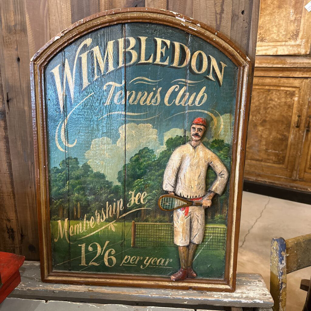 WIMBLEDON TENNIS CLUB WOOD SIGN