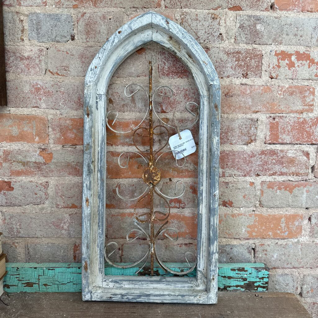 WOOD AND IRON ARCH WINDOW