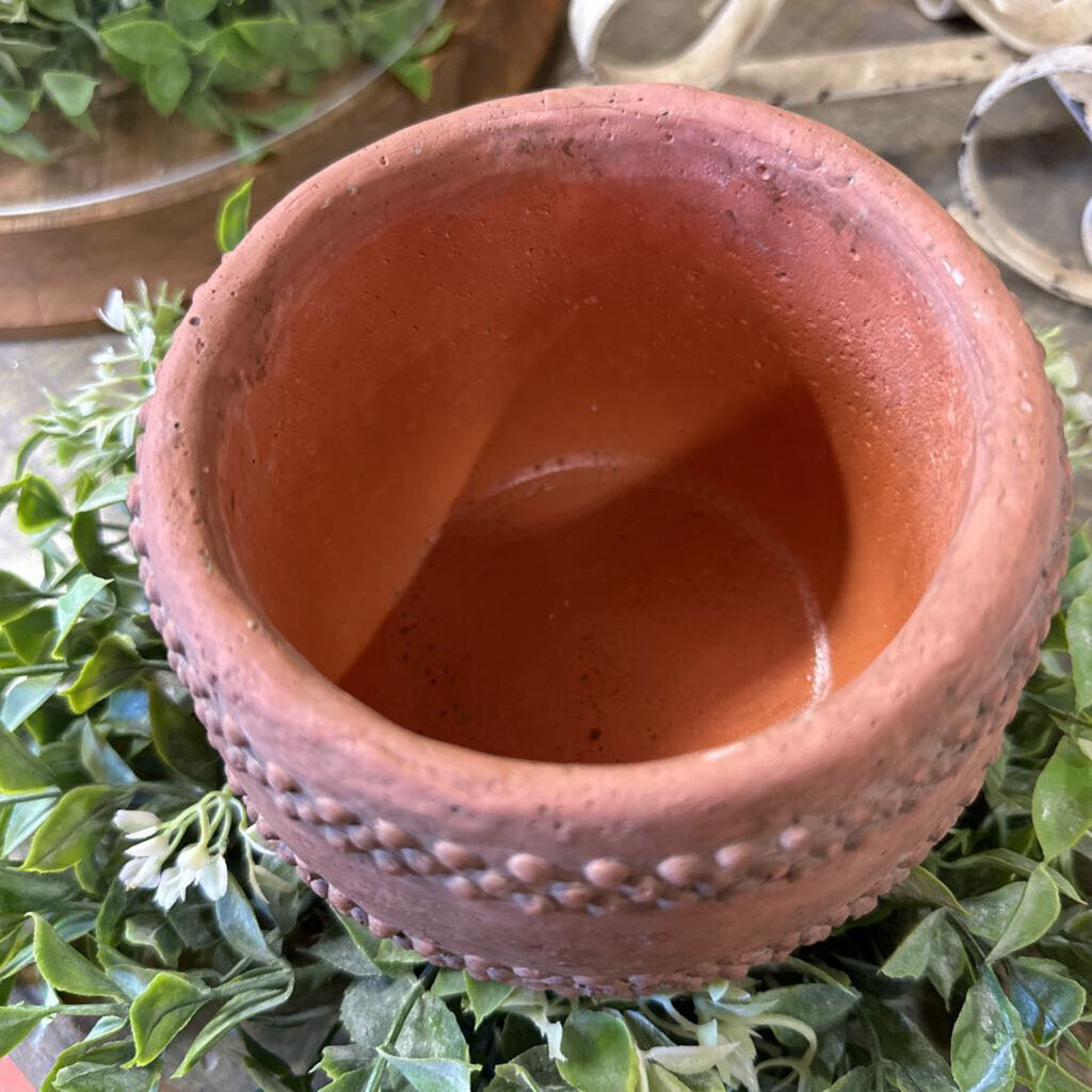 TERRA COTTA PLANTER WITH RAISED DOTS