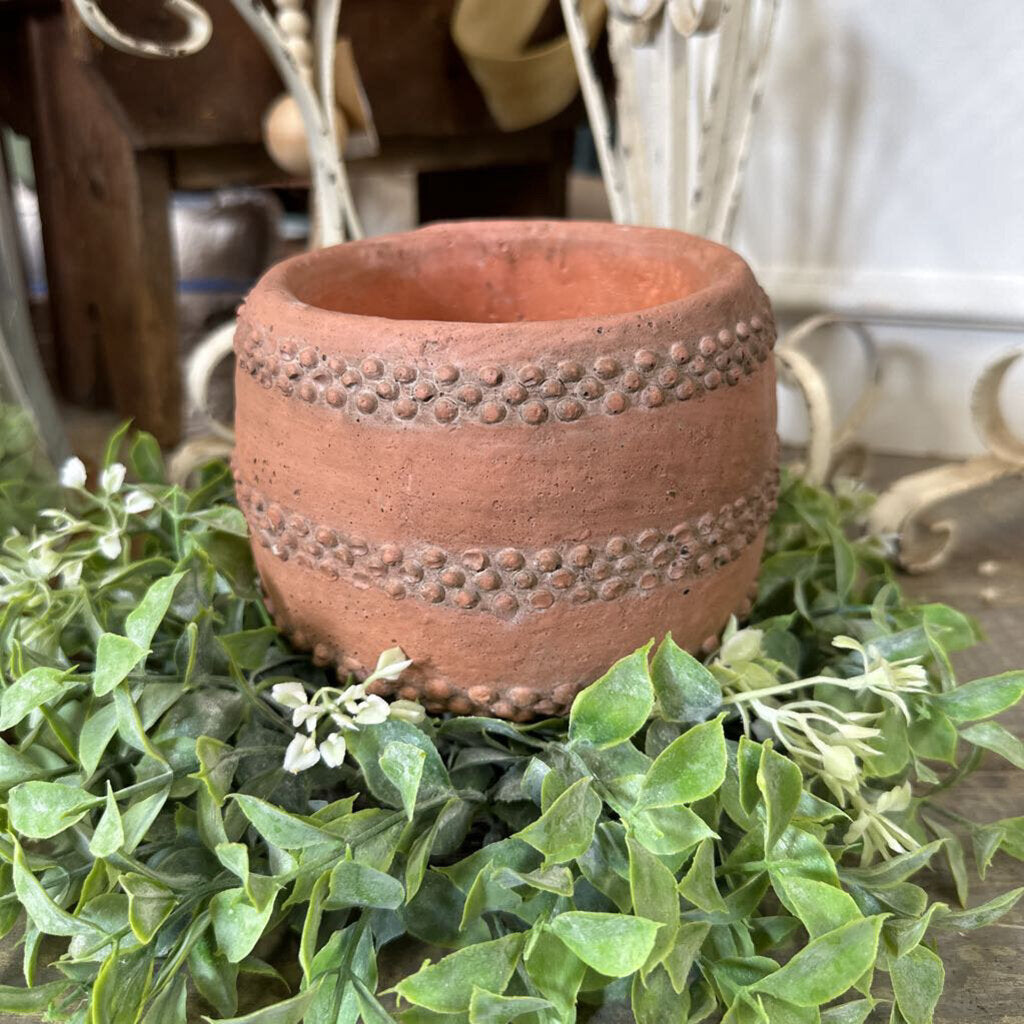 TERRA COTTA PLANTER WITH RAISED DOTS