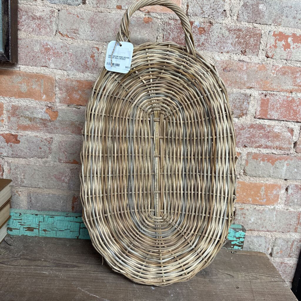 HAND WOVEN WICKER WALL BASKET