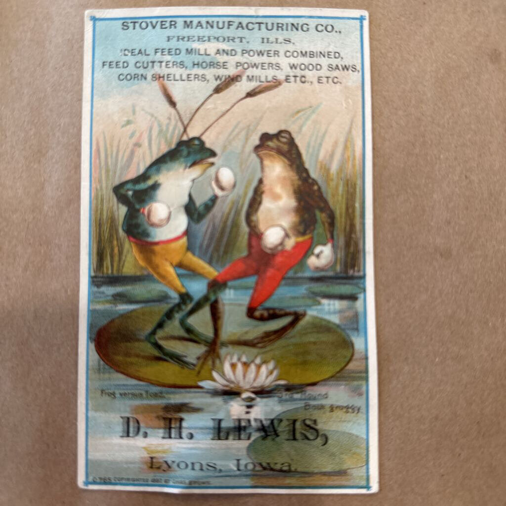 FROG VS TOAD AD CARD 1857