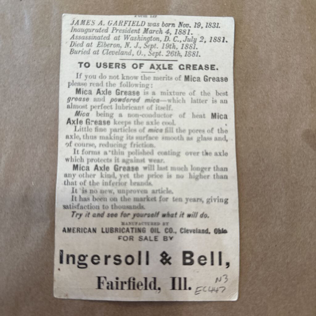 AXLE GREASE CLIPPING AD 1881