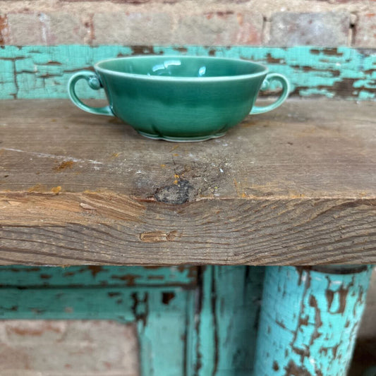 POTTERY BOWL WITH SCROLL HANDLES