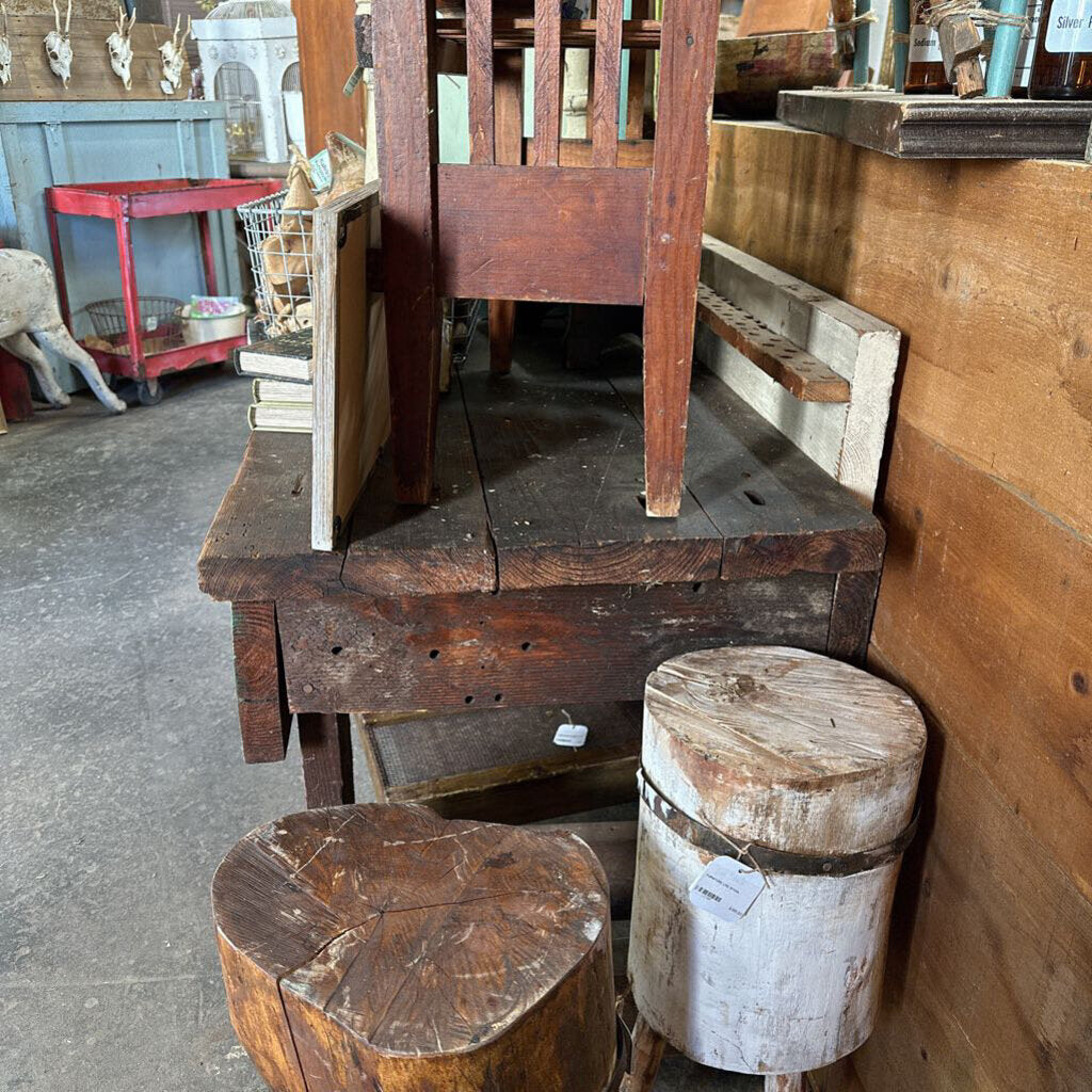 RUSTIC WORK TABLE WITH VICE