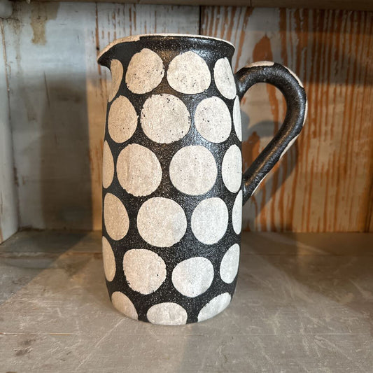 CEMENT PITCHER WITH DOTS