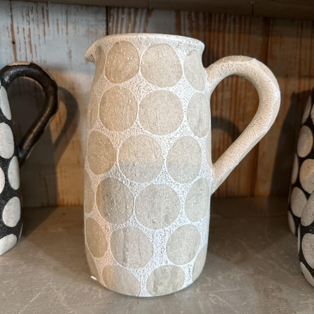 CEMENT PITCHER WITH DOTS