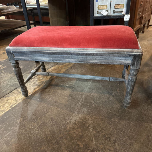 COTTON VELVET UPHOLSTERED BENCH