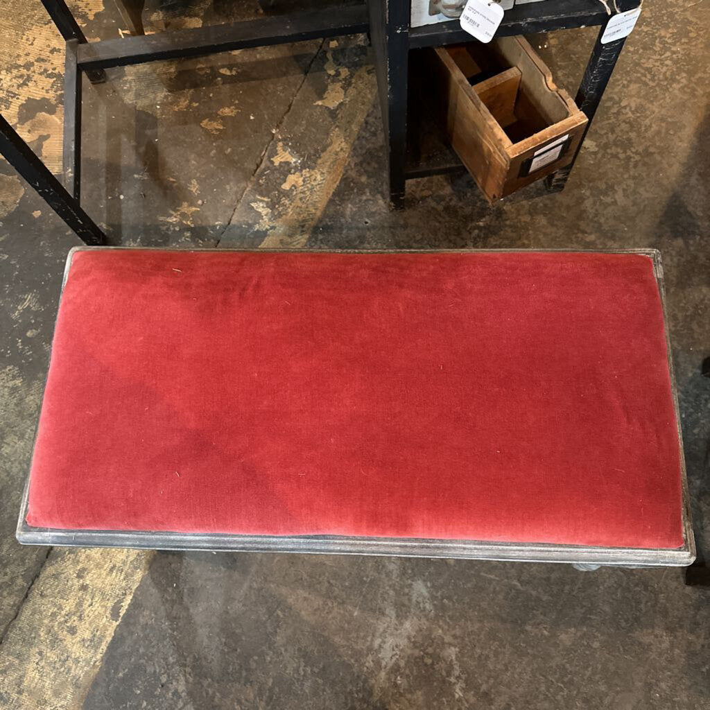 COTTON VELVET UPHOLSTERED BENCH