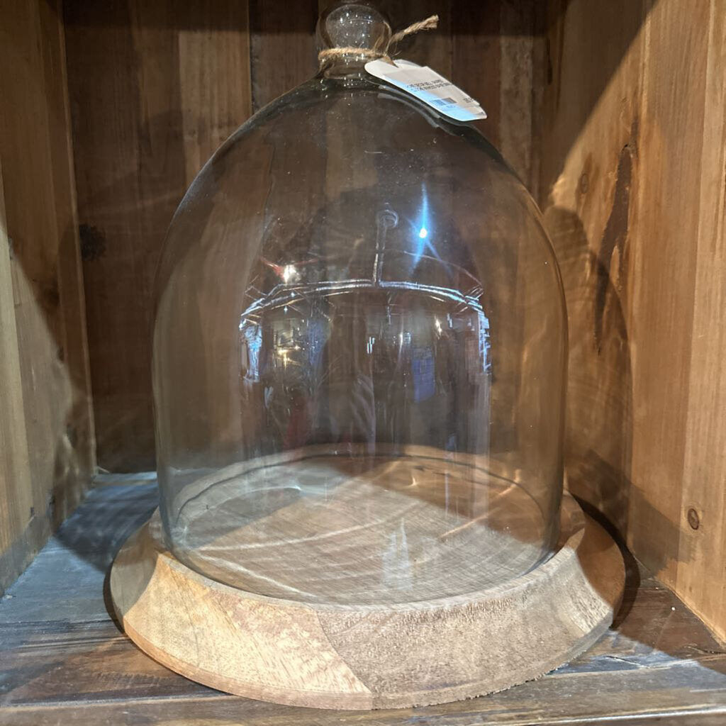 BELL SHAPED CLOCHE WITH WOOD BASE