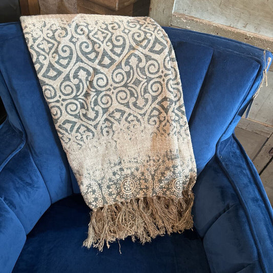 SOFT PRINTED LINEN THROW