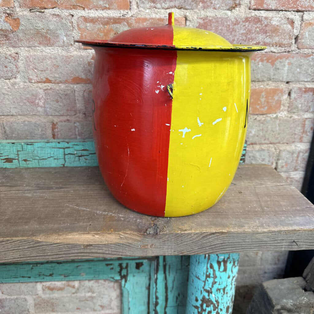 PAINTED ENAMELWARE CHAMBER POT