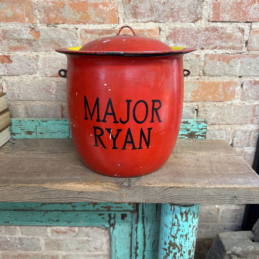 PAINTED ENAMELWARE CHAMBER POT