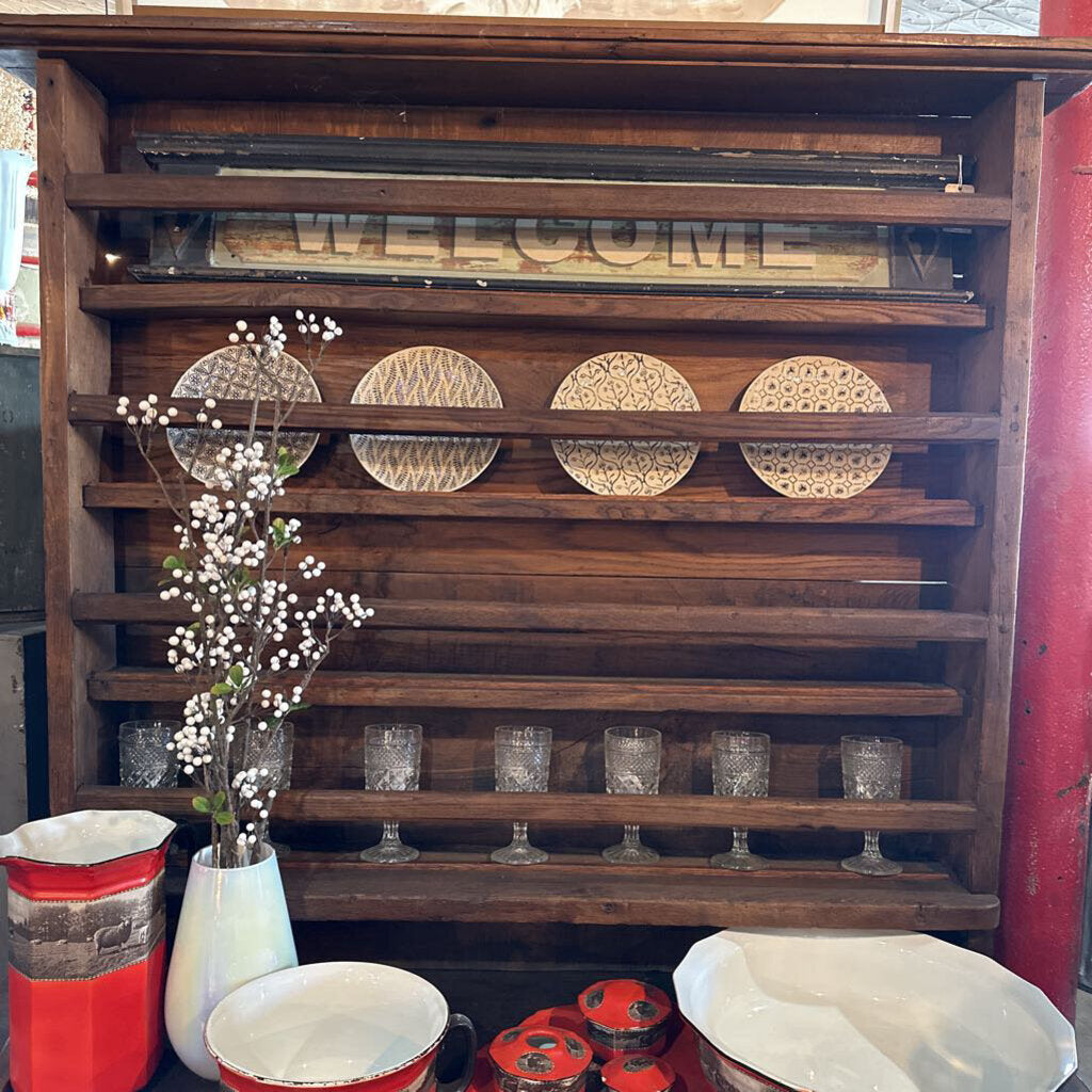 FRENCH WALNUT PLATE RACK CABINET