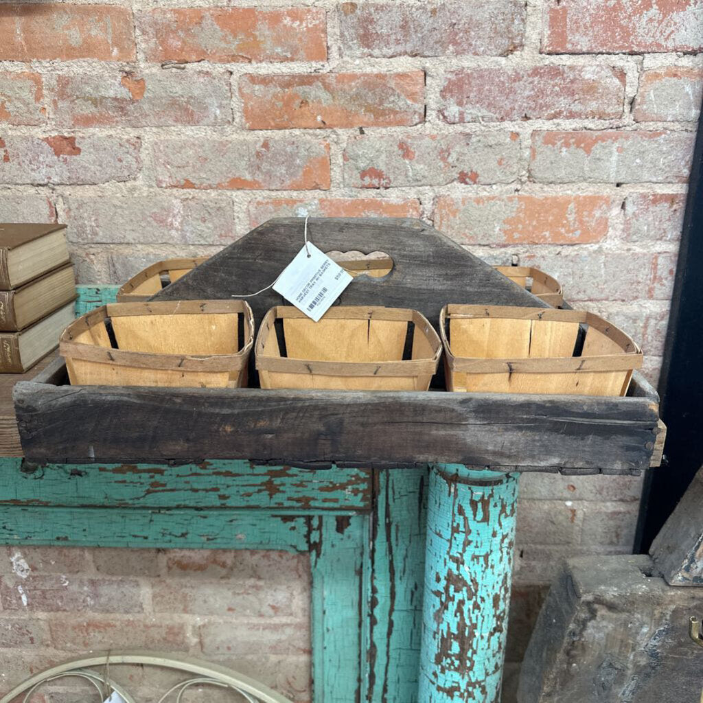 PRIMITIVE BERRY HARVEST TRAY WITH BASKETS