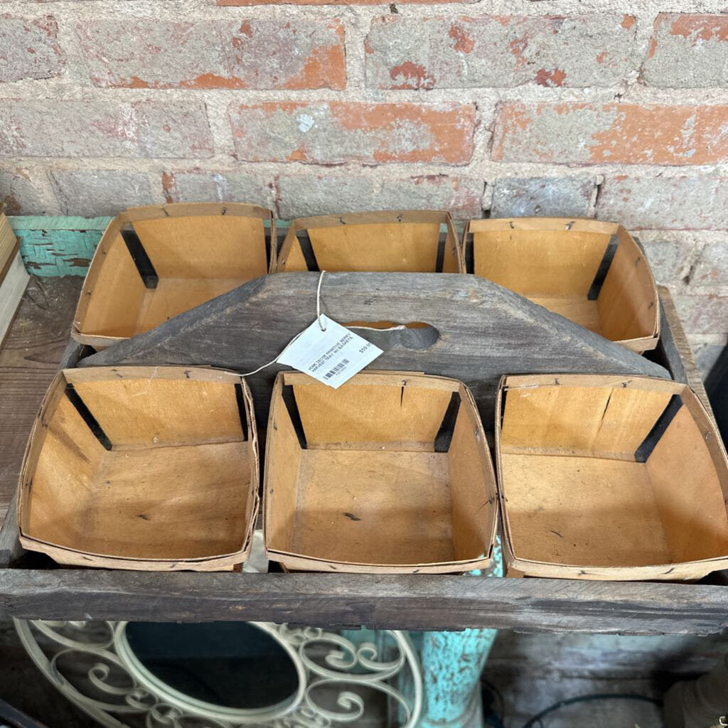 PRIMITIVE BERRY HARVEST TRAY WITH BASKETS