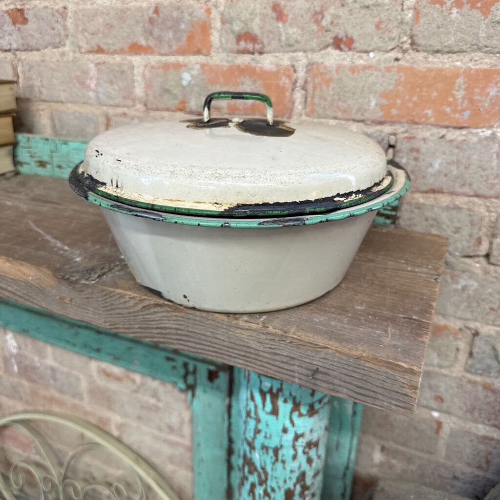 ENAMEL BOWL AND LID