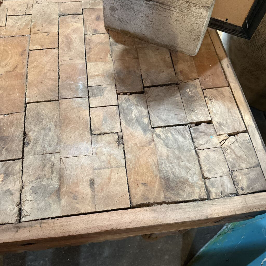 HUGE MARKED BUTCHER BLOCK VERY EARLY 20TH CENTURY