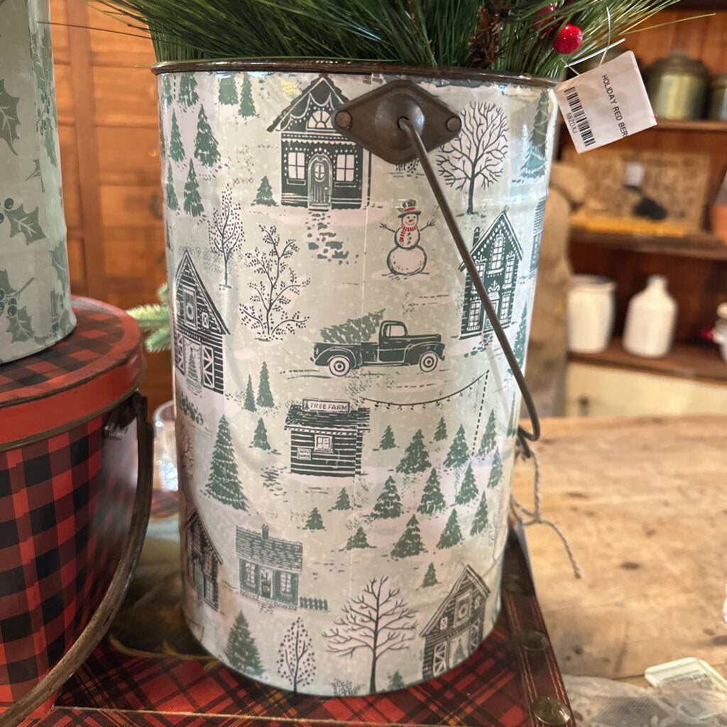 METAL CHRISTMAS BUCKET W/HANDLE