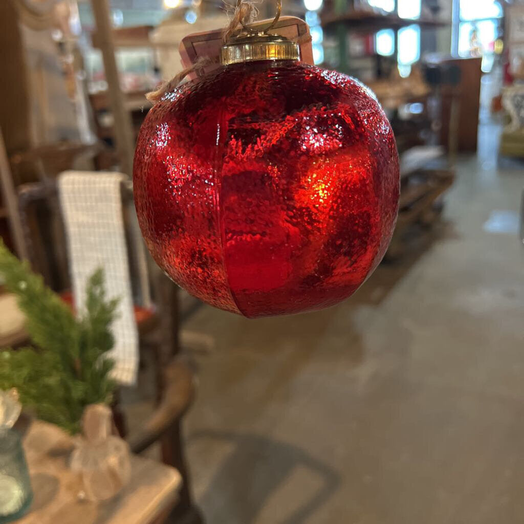 TEXTURED GLASS BALL ORNAMENT