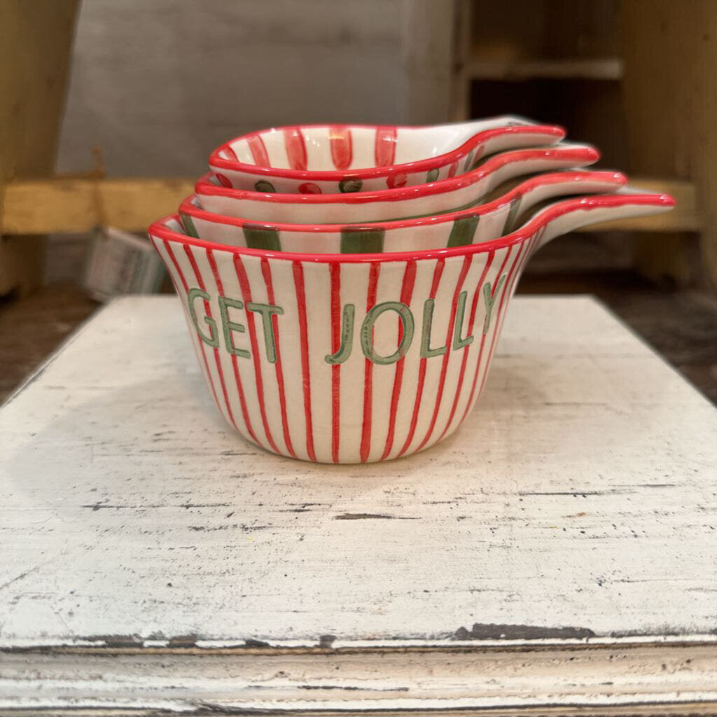 CHRISTMAS STONEWARE MEASURING CUPS